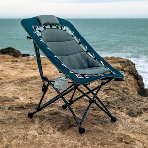 Max Comfort Folding Bungee Chair 1 Pack for Sporting Events, Camping, Tailgating and Outdoor Living (Blue)