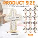Fuutreo 12 Pcs Jesus is the Light Crafts Vbs Christian Wood Cross Stand Ups Craft Religious Unfinished Wooden Blank Art DIY Coloring Ornaments for Christian Jesus Sunday Church First Communion Art