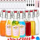 QAPPDA 16 Pack 8 oz Swing Top Glass Bottles with Stoppers with Caps, Flip Top Beer Brewing Bottles for Homemade Kombucha, Vanilla Extract, Infused Oil, Vinegar, Tea