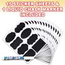 2 x ArtCreativity Pack of 120 Chalkboard Labels for Buckets with a Liquid Chalk Marker, Waterproof and Erasable Stickers in Assorted Designs, Reusable Chalk Board Labels for Jars and Art & Craft Supplies