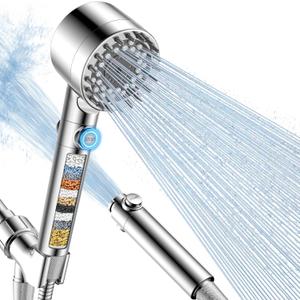 FEELSO Filtered Shower Head with Handheld, High Pressure 4 Spray Showerhead with Filters & Upgraded Anti-clog Nozzles for Hard Water -Remove Chlorine, Reduce Dry Itchy Skin -ON/OFF Switch (Chrome)