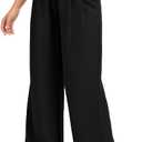 FUNYYZO Wide Casual Pants Women's High Elastic Waisted Business Work Trousers Long Pants J-Black (Black)