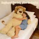 Tezituor 4.3ft Giant Fat Lion Stuffed Animal, 51.2 inch Large Stuffed Lion Plushies Toy Hugging Soft Theme Body Pillow for Boys Girls Birthday Party Gift Decora