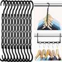 HOUSE DAY Black Magic Space Saving Hangers 10 Pack, Premium Smart Hanger Hooks, Sturdy Cascading Hangers with 5 Holes for Heavy Clothes, Closet Organizers and Storage, College Dorm Room Essentials