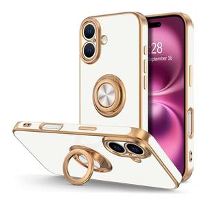 Niunisi for iPhone 16 Case 6.1Inch with Magnetic 360° Ring Stand Compatible with MagSafe Frosted Matte Shockproof Protective Phone Cover 6.1" 2024, Pink