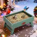 Kingsyard Ground Bird Feeder for Outdoors - Recycled Plastic Platform Feeder for Wild Birds, Squirrels, Chicken, 5 LBS Large Capacity, Green