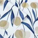 HAOKHOME Peel and Stick Wallpaper Boho Floral White/Navy/Tan Bathroom Wall Paper Stick on Contact Paper 17.3in x 32.8ft