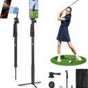 Golf Monopod Selfie Stick with Ground Spike Stakes, 61" Magnetic Aluminum Phone Tripod Stand for Golf Training Aid, Golf Swing Analyzer for iPhone 16 15 14 13 12 Pro Max Plus Gopro Action Cameras