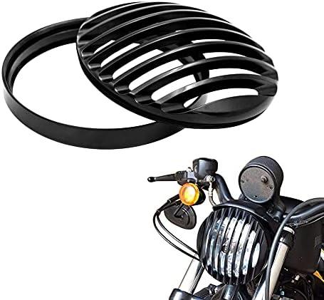 Alpha Rider Black Aluminum Headlight Grill Cover 5 3/4 Inch for Sportster Roadster XL1200R XL883 883 Custom XL883C/XL1200C Low XL883L/XL1200L Iron 883 XL883N