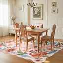 Lahome Floral Washable Rugs, 4X6 Pink Rugs for Bedroom Girls Ultra-Thin Soft Living Room Rug, Non-Slip Stain Resistant Boho Throw Carpet for ‎Nursery Office Flore, Light Pink