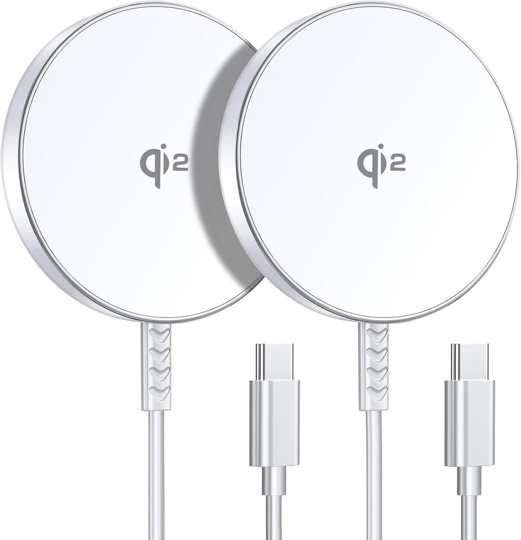Qi2 Magnetic Wireless Charger for iPhone 16 Qi2 Certified 15W Mag Safe Charger for iPhone 16/15/14/13/12 Series 2 Pack Apple Wireless Magnet Charging Pad Mag-Safe Accessories for AirPods