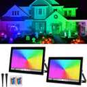 T-SUN RGB Led Flood Light 100W,Outdoor Flood Light 1000W Equivalent 10000Lm Christmas Light Color Changing Led Stage Lights IP66 Waterproof Landscape Lights with Remote Outdoor for Garden Yard