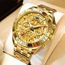 OLEVS Watch for Men Skeleton Business Dress Stainless Steel Waterproof Luminous Mens Wrist Watch