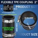 Pangda 2 Pcs Flexible TPE Coupling with Stainless Steel Clamps for Plastic and Copper Plumbing Connections, High Temperature Resistant Material, Black (2 Inches)