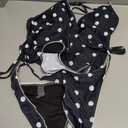 Verdusa Women's Halter Tankini Swimsuits 2 Piece Polka Dots Bikini Set Tie Backless Tops with Panty (Black, S)