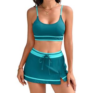 RIHOAS Women's Bikini with Swim Skirt -2026 Tummy Control Two Piece Bathing Suit High Waisted Push Up Swimwear for Beach Pool, L