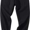Gihuo Men's Winter Fleece Pants Sherpa Lined Sweatpants Active Running Jogger Pants (Large, #1 Black (Ribbed Cuff))