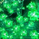 TURNMEON 2 Pack St. Patrick's Day Decorations Green Shamrock Lights, Total 28FT 80LED Battery Operated Lucky Shamrocks Lights for Irish Saint Patricks Day Decor Indoor Home Bedroom Party