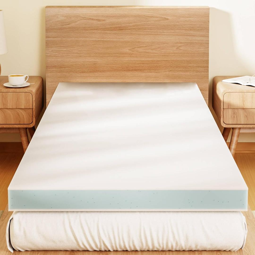 3 Inch Memory Foam Mattress Topper,Cot Size Foam Bed, Mattress Topper for Back Pain, Cooling Gel Bed Topper for Sleeper Sofa, Dorm, RV,Camper,75"*30",White , 