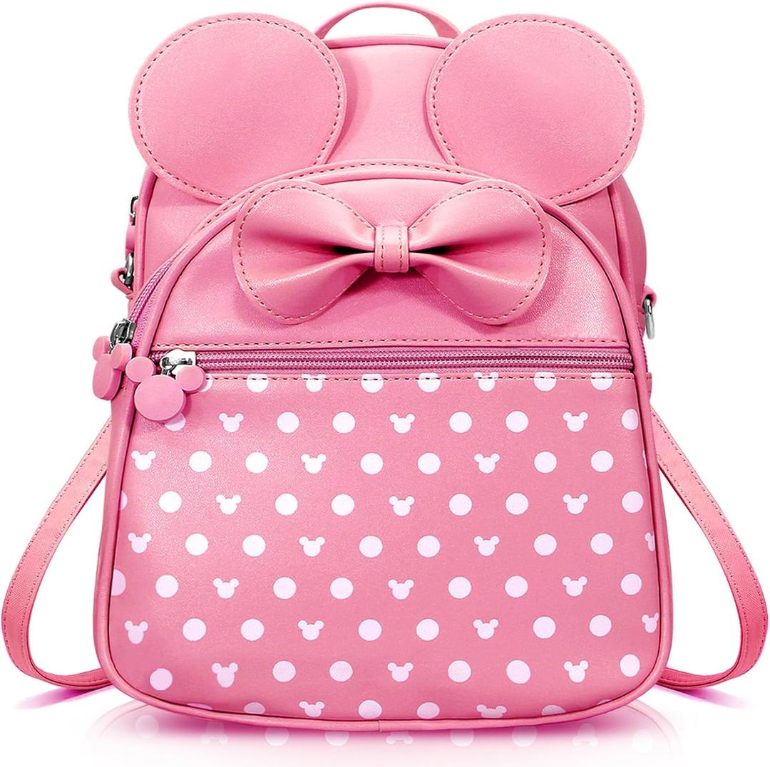 Voikukka Cute Girls Mini Mouse Backpacks for Kids Backpack Purse Pink Toddler Backpacks Small Travel Kid Daypack Women Convertible Shoulder Bag Bowknot Little Girls Children Preschool Backpack