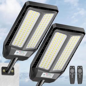 Adewalk 5000W Solar Lights Outdoor - 7000K LED Solar Street Lights Outdoor with Motion Sensor and Remote Control, IP66 Waterproof, Dusk to Dawn for Yard, Patio, 2 Pack