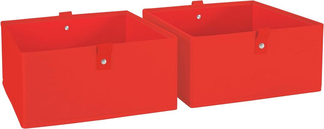 RiverRidge Kids 2pc Folding Storage Bins Set - 10.5 Bin Organizers with Handles - Red Closet Organizers and Storage for Toys, Games, Shoes - Foldable Cube Storage Organizer Bins for Playroom, Nursery