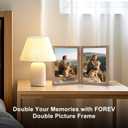 4x6 Double Picture Frame Wooden Hinged Photo Frame Definition Glass Stand Vertically on Desktop or Tabletop (Grain)