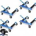 Wheel Dolly Jack, 4-Pack Aluminum Wheel Dolly Car Skate - 3000LBS Capacity,Heavy Duty Vehicle Positioning with Ratcheting Foot Pedal, Tire Jack for Car, Truck, RV, Trailer (Blue)