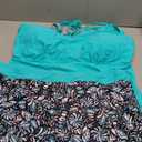 Plus Size Tankini Swimsuits for Women Two Piece Bathing Suits with Shorts Tummy Control Swimwear (Blue Green Floral) 22W