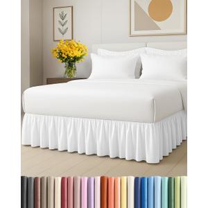 Bedskirt Twin Size Ruffle - 12 inch Drop Dust Ruffle Bed Skirt with Platform - Ultra-Soft, Easy Fit, Premium Hotel Quality - Wrinkle, Fade & Shrink Resistant - for Women, Men, Kids and Teens - White