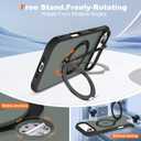 Case for iPhone 17 Air with 360Spin Stand,6.5" Black | Invisible 360Spin Stand,Compatible with MagSafe, Strong Magnetic, Translucent Matte, Shockproof iPhone 17 Air Phone Case