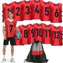 Scrimmage Training Vest (12 Pack) Team Sports Pinnies Jerseys for Adult Youth Soccer Bibs Numbered Practice Jerseys (Large)