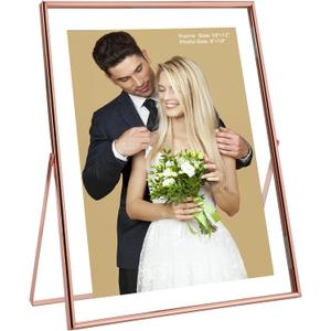 Rose Gold Floating Frame, 10"x12", Vertical, For Picture 9x11, 8.5x11, 8x10, Tabletop Shelf Photo Frame, Classy Gift For Festival, Wedding, Home or Office Dcor