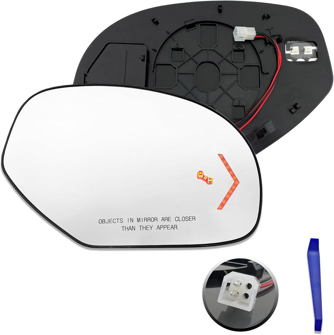 right Passenger Side Replacement Mirror Glass for 2009-2014 Cadillac,GMC,Chevy, Escalade,Yukon,Tahoe vehicles,Blind Spot Detection,w/o Auto Dimming,20778440