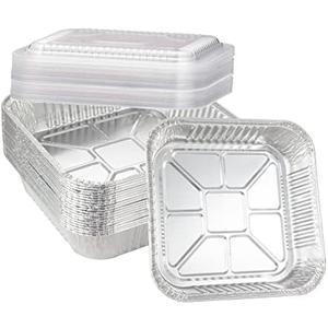 Waytiffer 16-Pack Disposable Aluminum Foil Tins - Heavy Duty Square Cake & Baking Pans with Plastic Dome Lids
