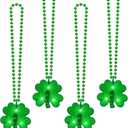YAXINRUI 4pcs Light Up Shamrocks Beads Necklaces, St. Patrick's Day Accessories - Led Metallic Green Bead Clovers for Irish Party Favor Supplies
