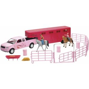 Valley Ranch Pink Pick Up Truck and Horse Trailer Playset