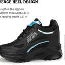 AONEGOLD Women's Hidden Wedge Sneakers High Heeld Lace Up Fashion Lightweight Walking Shoes Platform Sneakers(Black-38,5-5.5 US)