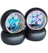 4Pcs Rim Wheel Drift Tire for 1/28 Wltoys K969 K989 P929 284131 Drift Rally Kyosho MiniZ MiniQ MiniD, Metal Drift Rims Replacement Tyre of RC Drift Car for Wltoys 1/28