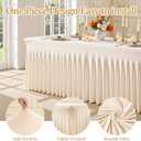 Light Champagne Spandex Table Covers for 6 Foot Rectangle Table, Fitted Stretch Table Skirts Wrinkle-Free Floor Length Polyester Rectangle Tablecloths for Weddings Parties Banquets Events,6 Pack, 72" x 30"
