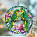 Parrot Flower Acrylic Suncatcher Hanging Christmas Ornament Stained Glass Effect Window Car Indoor Outdoor Decor Garden Sun Catcher Gifts Nature Lover Decorations for Women Mom Grandma