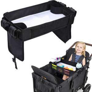 COOLBEBE Stroller Snack Tray for Wonderfold Wagon, Upgraded Foldable Kids Snacks & Activities with Drawing Tray, Universal Wonderfold Wagon W2 Accessories with Cup Holder & Mesh Pockets (W2 Series)