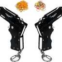 2 Packs of Mini Metal Folding Rubber Band Gun Toy with Keychain and Over 100 Rubber Bands.