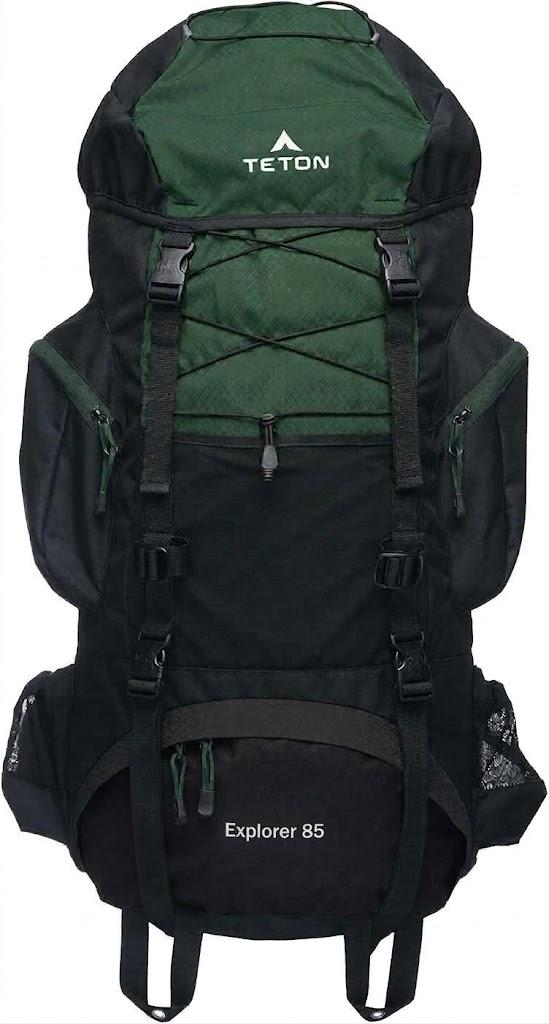 Teton 55L Scout Internal Frame Backpack for Hiking, Camping, Backpacking, Travel, Rain Cover Included, Dark Green