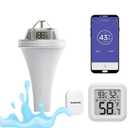 Digital Pool Thermometer with Hub, Remote Checking Easy Read Digital Floating Water Thermometer for Hot Tub, Ice Bath Swimming Pool, Spa and Fish Bowl, Gateway