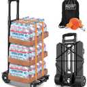 ROYI Folding Hand Truck,290lbs Heavy Duty Luggage Cart with Elastic Bungee Rope,4 Wheels Solid Construction Fold Up Dolly Compact Lightweight Utility Cart for Luggage Travel Shopping Moving Office Use
