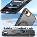 HuwaiH 360 Rotatable Magnetic Ring Stand for iPhone 16e Case, Compatible with MagSafe, Military-Grade Shockproof, Anti-Scratch Matte Translucent Phone Case for iPhone 16e(Black)