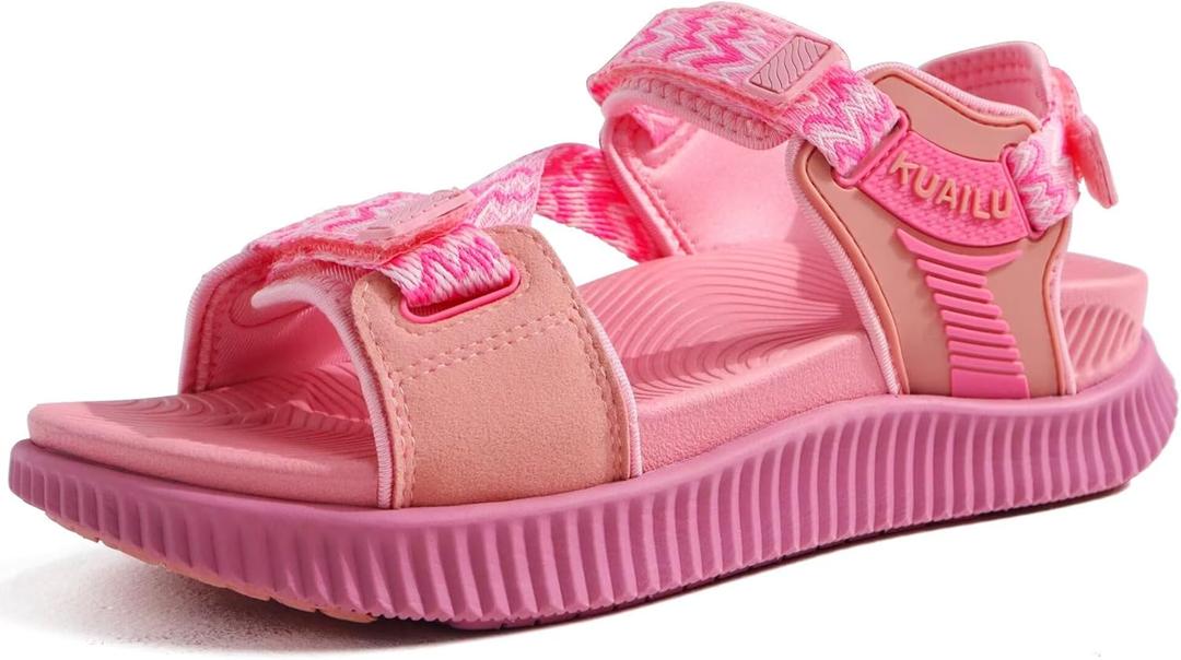 KuaiLu Womens Orthopedic Walking Sandals Arch Support Recovery Sport Outdoor Hiking Water Sandles Thick Athletic Cushion Comfortable Plantar Fasciitis Adjustable Sandals US6-12 (Pink)