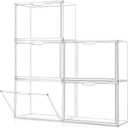 Purse Organizer for Closet, 5Pack Stackable Storage Bins, Clear Acrylic Display Case with Magnetic Door, Closet Organizers and Storage for Handbag Organzier, Heels, Collectibles