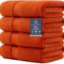 COZYART Luxury Bath Towels 4 PCS, 27x54 650 GSM Turkish Cotton Burnt Orange | Zero Twist 100% Ring Spun Cotton, Fluffy, Ultra Soft, Super Absorbent, Quick Dry, Large Towels for Hotel Spa Bathroom Shower